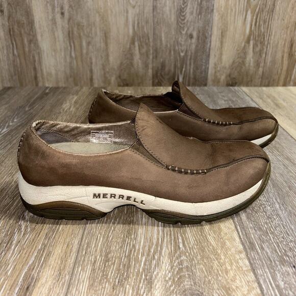 MERRELL Primo Seam Moc Dark Taupe Slip-on Loafers Shoes Women's US 9 /EU 40 - Picture 1 of 11